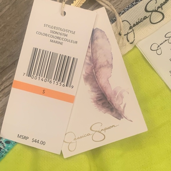 NWT Jessica Simpson Small Shirred Hipster Bikini Bottoms S Marine Blue Green - Picture 5 of 8